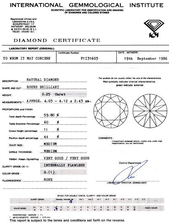 Foto 9 - Diamant IGI 0,25ct Lupenrein Top Wesselton VG/VG, D5772