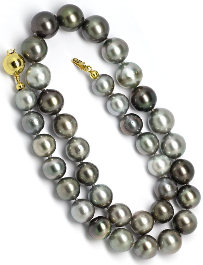 Foto 3 - Tahiti Perlen Collier in Silber Multicolor, Goldschloss, R5467