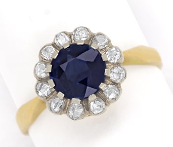 Foto 1 - Antiker Diamantring mit Diamant Rosen und blauem Saphir, S1603