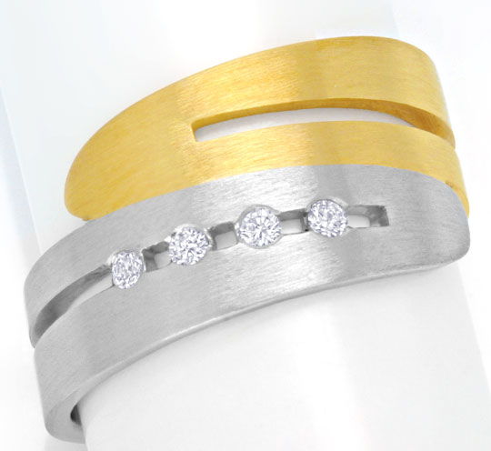 Foto 2 - Platin Gelbgold-Ring mit 4 gespannten Brillanten, S6681